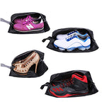 Travel Shoe Bags Set of 4 Waterproof Nylon with Zipper for Men & Women (4 Pack - Black)