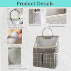 2pcs Wall Hanging Storage Bag (2pcs Grey Grid)
