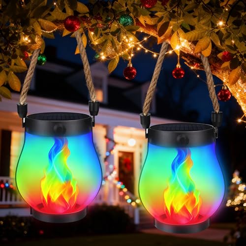 2 Pack Solar Outdoor Lanterns (Multicolor - 2Packs)