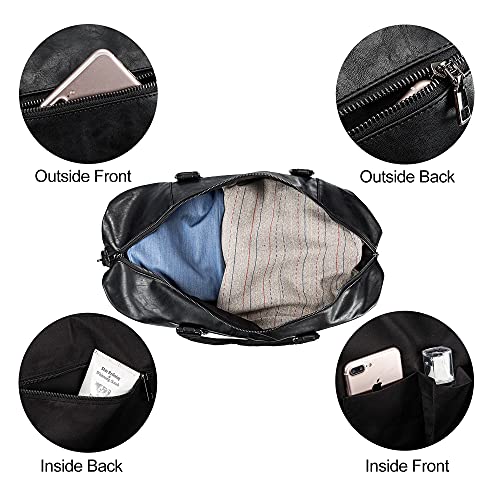 Leather Travel Bag with Shoe Pouch (Color / Black)