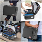 Fireproof Document Box Hard Case with Lock＆Accordion File Folder (15.2" x 11.2" x 5.3" / Black)
