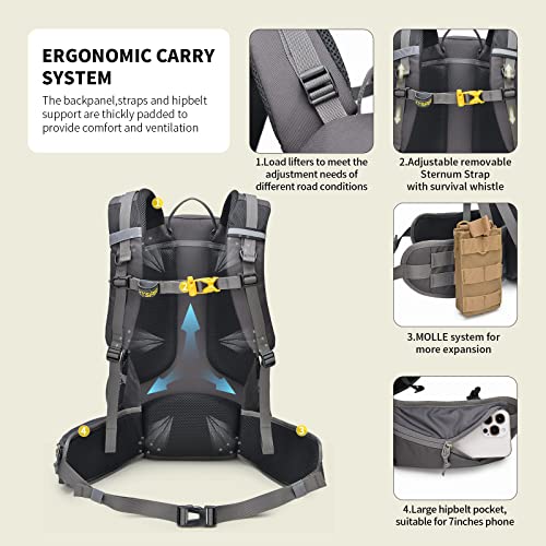 Hiking Backpack for Men Women (Large / Darkgray)