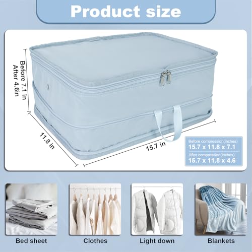 Packing Cubes for Travel Packing Organizers Compression Travel Cubes (Blue / Large)