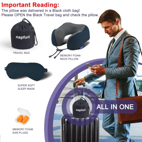 Neck Pillow for Travel with Travel Pouch (Black Striped Kit)