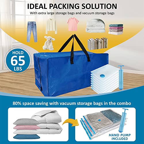 16 Pack Heavy Duty Extra Large Moving Bags with Backpack Straps & Large Vacuum Storage Bags Moving Supply Combo (16 Pack-8 Moving Bags+8 Vacuum Bags)