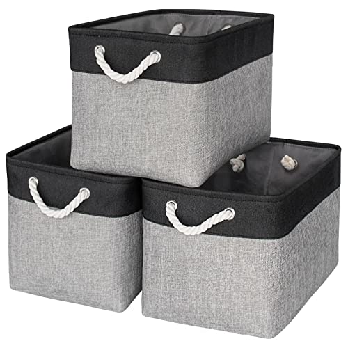 Storage Basket for Organizing (Black&Grey / 3PCS/Large Cube - 16L×12W×12H)