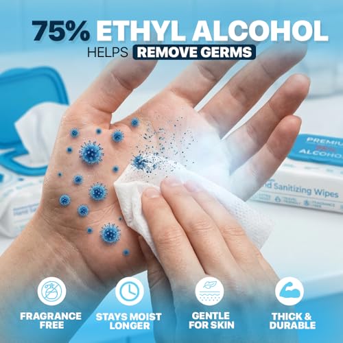Bulk Large Alcohol Wipes (800 Wipes (10 Packs of 80))