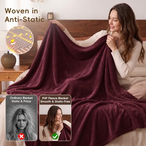Fleece Throw Blanket 50"x60" (Wine Red / Throw(50" X 60"))