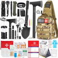Survival Kit 262Pcs Survival Gear and Supplies with First Aid Kit Pouch and Crossbody Bag (Brown)
