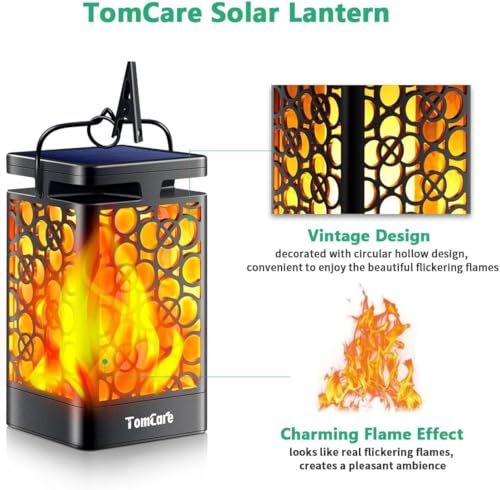 Solar Lanterns Outdoor (Flickering Flame / 6 Pack Black)