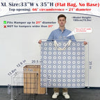 Canvas Laundry Bag with Handles & Drawstring (Geometry Blue,1pc XL / XL 33"W x 35"H┃1 Pack)