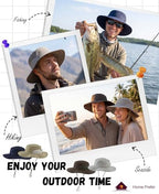 UPF50+ Mens Sun Hat Wide Brim Fishing Hat Airy Mesh UV Protection Cap Portable Bucket Hat for Men Women Light Grey (One Size / Light Grey)