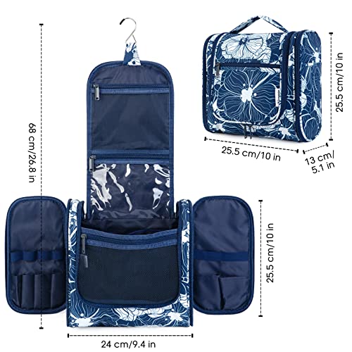 Large Hanging Travel Toiletry Bag for Women (B-Blue Lotus / Large)