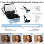 Travel Makeup Bag Cosmetic Bag Makeup Organizer Bag with Lighted Mirror (Azure Blue / Woven)