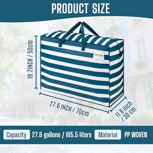 Heavy Duty Moving Bags (Classic Navy Stripe / 27 Gallon-4 Pack)
