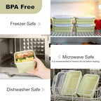 Collapsible Food Storage Containers with Airtight Lid & Air Vent (4x1200ml Lightgreen)