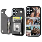 Custom Wallet Phone Case for iPhone 16 Plus (Black-C / iPhone 16 Plus)