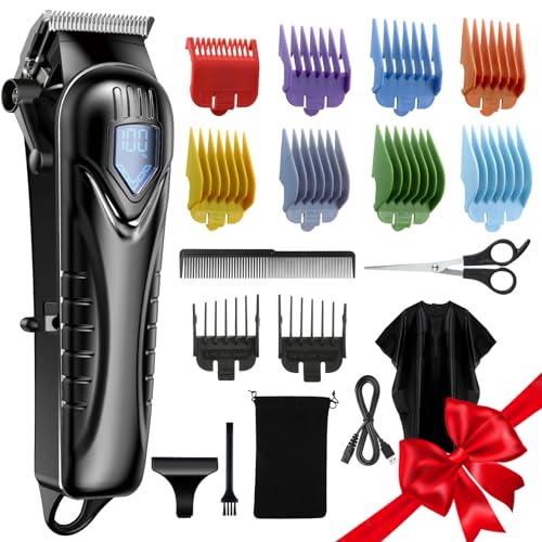 Low Noise Hair Clippers for Men & Women with 10 Color Guide Combs (Black)