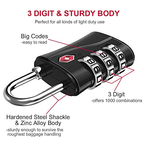 Luggage Lock TSA Approved (Black, 1P)