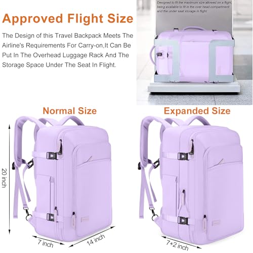 40L Expandable Travel Backpack (Purple / 20 inches)
