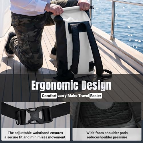 20L Waterproof Dry Bag Boating Backpack for Travel Hiking Camping Kayaking Hiking Swimming Floating Submersible Dry Bag bright white (20L / bright white)