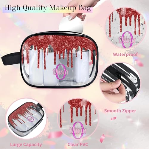 Personalized Travel Cosmetic Bag Waterproof Makeup Bags (Red A)