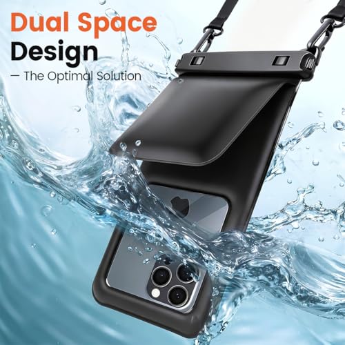 2 Pack Floating Waterproof Phone Pouch (Black+Green)