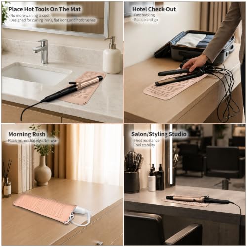 Silicone Travel Mat Pouch for Hair Straightener (1 Pack / Taupe)