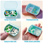 2PCS Small Pill Case Travel Pill Box Cute Pill Organizer for Purse Portable Daily Medicine Organizer 2 Compartment Pill Holder for Vitamins (Blue 2pcs)