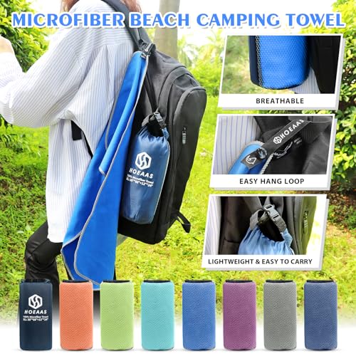 2 Pack Microfiber Camping Towels (Dark Blue / S: 32" x 16"+32" x 16")