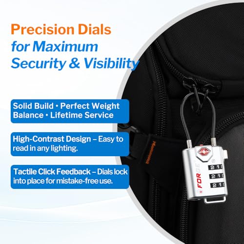 TSA Approved Luggage Locks (4 Colors Cable 4 Pack)