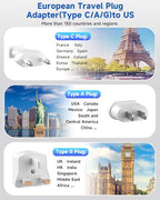 European Travel Plug Adapter (Type C/G/A-Most Countries-5FT)
