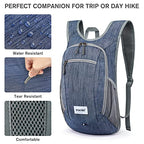 10 15L Small Rucksack Foldable Backpack Lightweight Packable Daypack Travel Outdoor Hiking Shoulder Bag (Dark Blue / 20L)