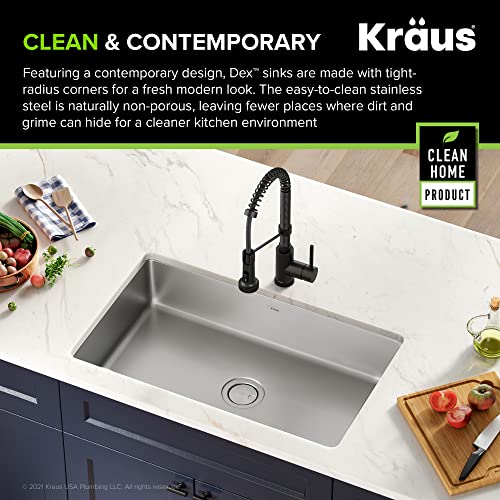 Dex 32 inch Undermount 16 Gauge Stainless Steel Single Bowl Kitchen Sink (32 Inch / Single Bowl)