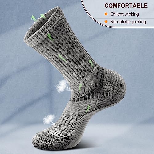 Men 6 Pack Athletic Compression Crew Socks for Running Gym Sports (11-13 / Gray Heather 3738)