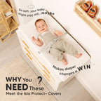 2 Pack Waterproof Changing Pad Covers (Soft White / Waterproof + Viscose derived from Bamboo)