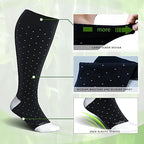 Wide Calf Compression Socks for Women Plus Size Pregnancy Cute Fun 15 (3 Pair-polkadots / 5X-Large)