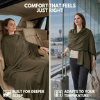 Apear 16-in-1 Soft Travel and Airplane Blanket with Bag Viscose from Bamboo (Olive/Black)