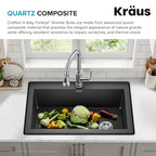 Black 33 in Single Bowl Drop In Granite Kitchen Sink KGD (Single Bowl Drop In Sink / Black)