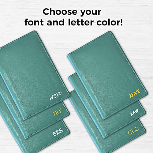 Personalized Monogrammed Turquoise Leather RFID Passport Wallet (Turquoise / Minimalist)