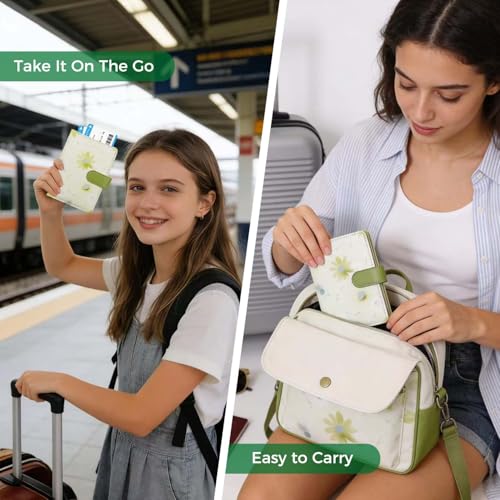 Rfid Passport Holder for Travel women (floral green a)