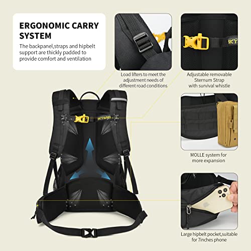 Hiking Backpack for Men Women (Large / Black)