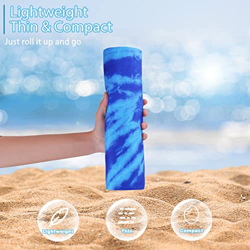 Microfiber Beach Towel with Bag Oversized 71x32 Sand Free 2 Pack (2 Pack Tie Dye and Turtle / 71"x32")