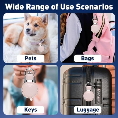 Leather Holder Keychain for AirTag 2nd Gen (B8-Pink)