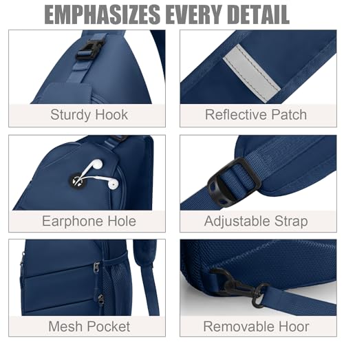 Crossbody Bags for Women Men Trendy Sling Bag Backpack Chest Bag (Large / Navy Blue)