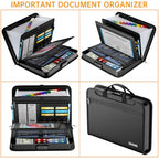 Accordion File Organizer with Combination Lock (Black-transparent Sleeves)