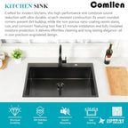 28x18 inch Stainless Steel Black Drop In Kitchen Sink (Black / 28x18)