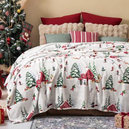 Christmas Fleece Throw Blanket (Christmas Ski Resort / Throw(50" X 60"))