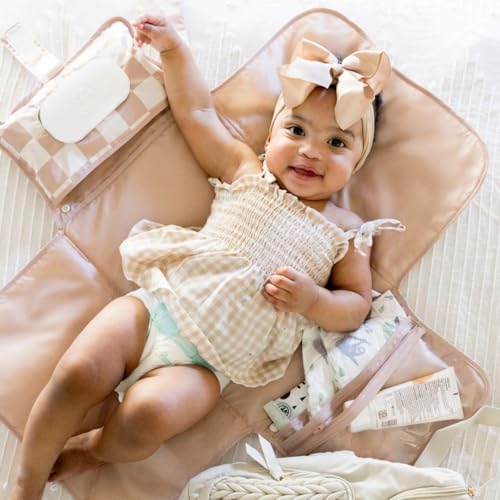 Portable Diaper Changing Pad (Beige Checkers)