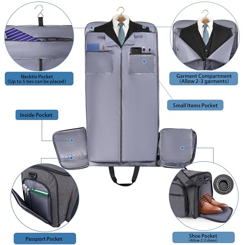 2 in 1 Garment Duffle Bags for Travel Mens Carry (Waterproof Compartment)